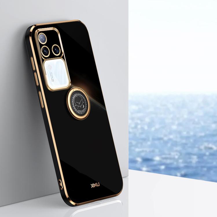 XINLI Straight Edge 6D Electroplate TPU Phone Case with Ring Holder, For vivo V40 Lite 5G, For vivo S18 Pro, For vivo S18e