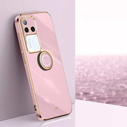 XINLI Straight Edge 6D Electroplate TPU Phone Case with Ring Holder, For vivo V40 Lite 5G, For vivo S18 Pro, For vivo S18e