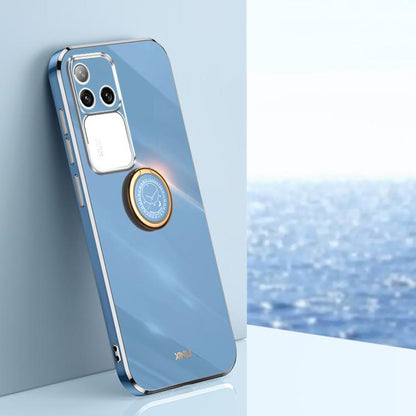 XINLI Straight Edge 6D Electroplate TPU Phone Case with Ring Holder, For vivo V40 Lite 5G, For vivo S18 Pro, For vivo S18e