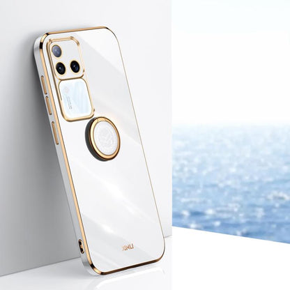 XINLI Straight Edge 6D Electroplate TPU Phone Case with Ring Holder, For vivo V40 Lite 5G, For vivo S18 Pro, For vivo S18e