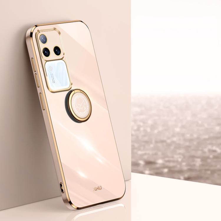 XINLI Straight Edge 6D Electroplate TPU Phone Case with Ring Holder, For vivo V40 Lite 5G, For vivo S18 Pro, For vivo S18e