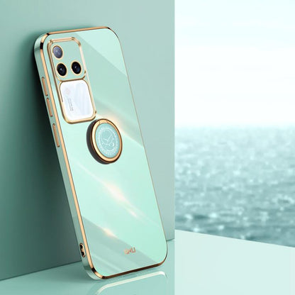 XINLI Straight Edge 6D Electroplate TPU Phone Case with Ring Holder, For vivo V40 Lite 5G, For vivo S18 Pro, For vivo S18e