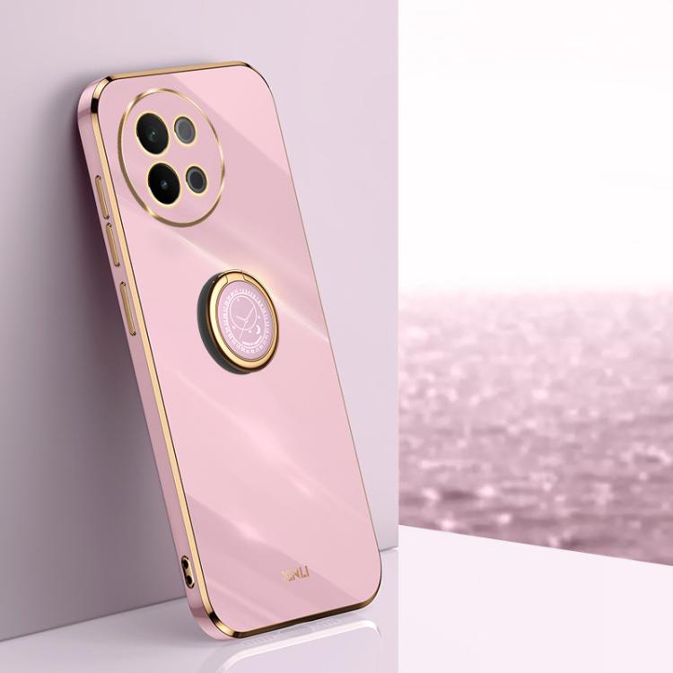 XINLI Straight Edge 6D Electroplate TPU Phone Case with Ring Holder, For vivo V40 Lite 5G, For vivo S18 Pro, For vivo S18e