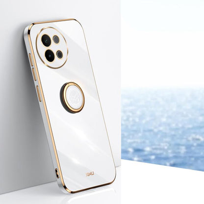 XINLI Straight Edge 6D Electroplate TPU Phone Case with Ring Holder