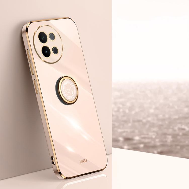 XINLI Straight Edge 6D Electroplate TPU Phone Case with Ring Holder, For vivo V40 Lite 5G, For vivo S18 Pro, For vivo S18e