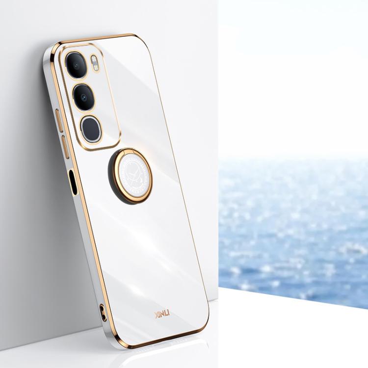 XINLI Straight Edge 6D Electroplate TPU Phone Case with Ring Holder