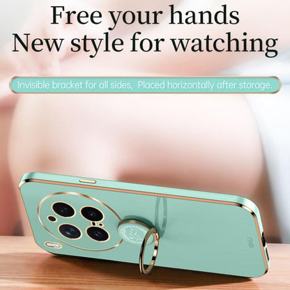 XINLI Straight Edge 6D Electroplate TPU Phone Case with Ring Holder