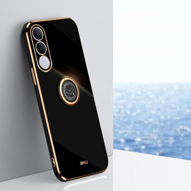 XINLI Straight Edge 6D Electroplate TPU Phone Case with Ring Holder, For vivo Y600 Pro 5G, For vivo V70 FE 5G, For vivo X300 Ultra