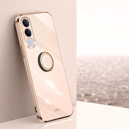XINLI Straight Edge 6D Electroplate TPU Phone Case with Ring Holder, For vivo Y600 Pro 5G, For vivo V70 FE 5G, For vivo X300 Ultra