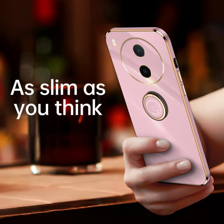 XINLI Straight Edge 6D Electroplate TPU Phone Case with Ring Holder, For vivo Y600 Pro 5G, For vivo V70 FE 5G, For vivo X300 Ultra