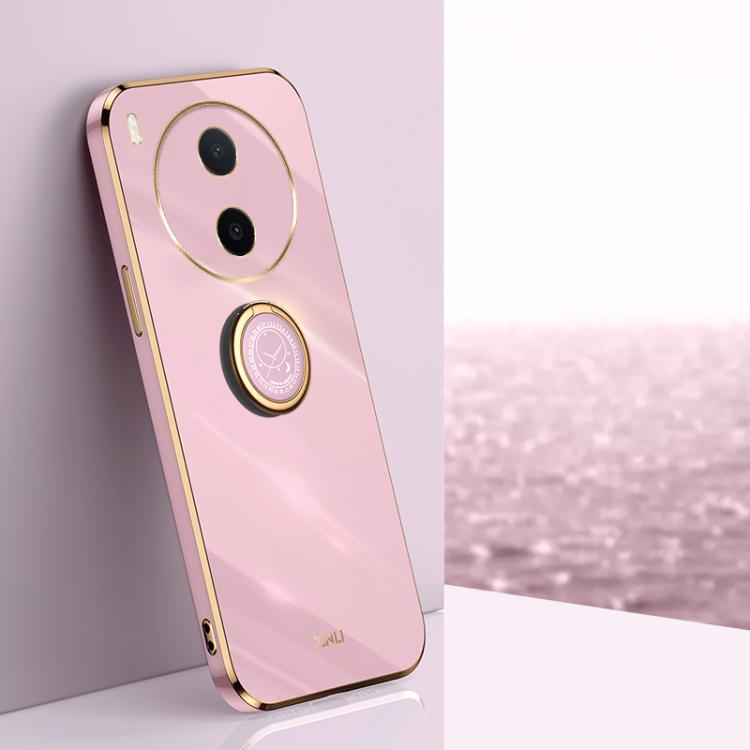 XINLI Straight Edge 6D Electroplate TPU Phone Case with Ring Holder, For vivo Y600 Pro 5G, For vivo V70 FE 5G, For vivo X300 Ultra