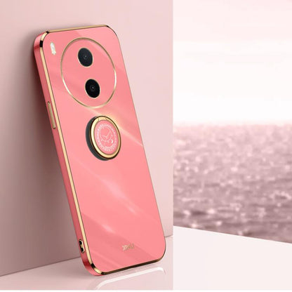 XINLI Straight Edge 6D Electroplate TPU Phone Case with Ring Holder, For vivo Y600 Pro 5G, For vivo V70 FE 5G, For vivo X300 Ultra
