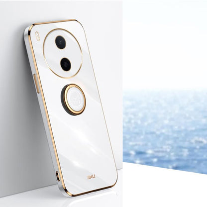 XINLI Straight Edge 6D Electroplate TPU Phone Case with Ring Holder, For vivo Y600 Pro 5G, For vivo V70 FE 5G, For vivo X300 Ultra