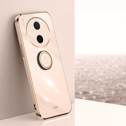XINLI Straight Edge 6D Electroplate TPU Phone Case with Ring Holder, For vivo Y600 Pro 5G, For vivo V70 FE 5G, For vivo X300 Ultra