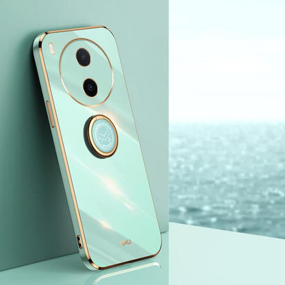 XINLI Straight Edge 6D Electroplate TPU Phone Case with Ring Holder, For vivo Y600 Pro 5G, For vivo V70 FE 5G, For vivo X300 Ultra
