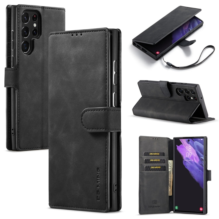 DG.MING Retro Oil Edge Flip Leather Phone Case