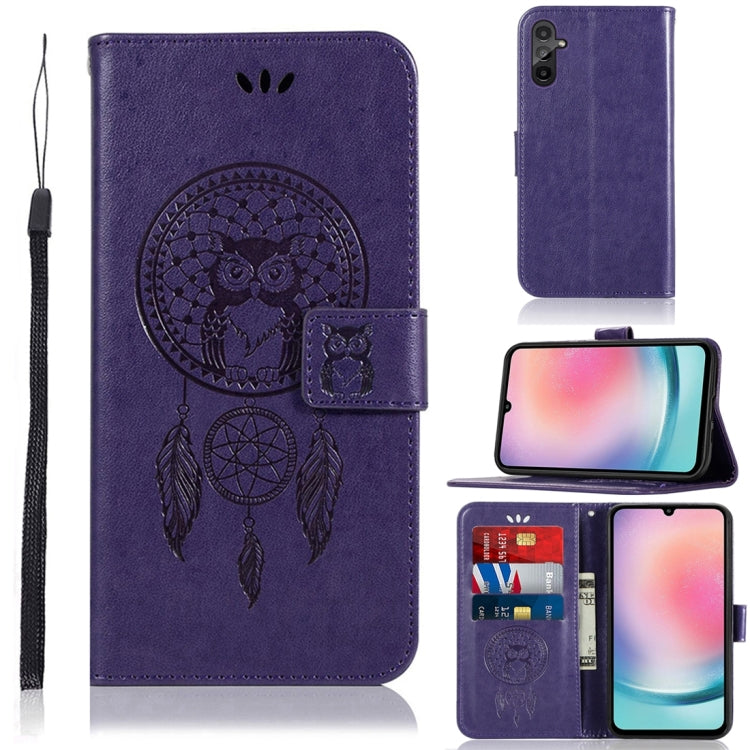 Global Wind Chime Owl Embossing Pattern Leather Phone Case