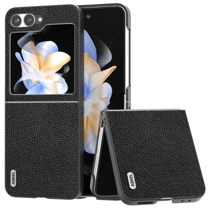 ABEEL Black Edge Genuine Leather Mino Phone Case, For Samsung Galaxy Z Flip6 / Flip7 FE, For Samsung Galaxy Z Fold6, For Samsung Galaxy Z Fold5, For Samsung Galaxy Z Flip5