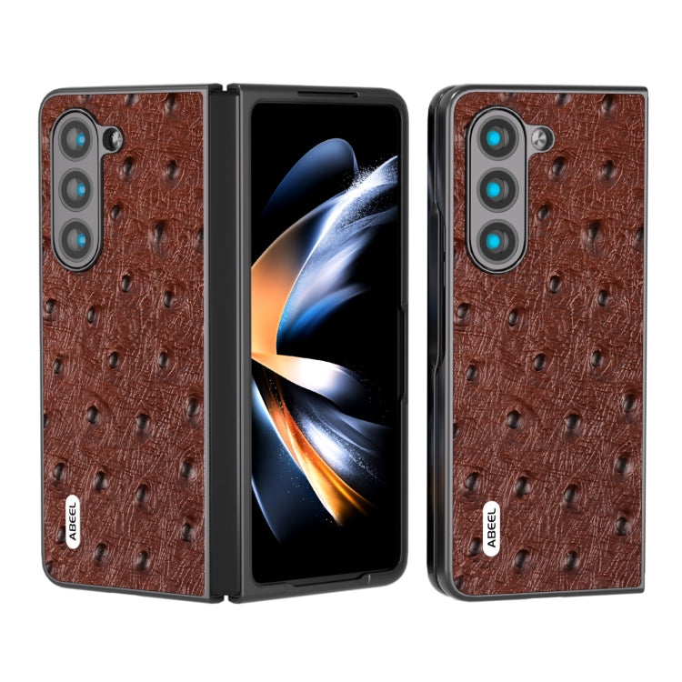 ABEEL Genuine Leather Ostrich Texture Phone Case, For Samsung Galaxy Z Flip6 / Flip7 FE, For Samsung Galaxy Z Fold6, For Samsung Galaxy Z Fold5, For Samsung Galaxy Z Flip5