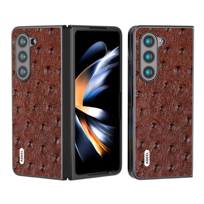 ABEEL Genuine Leather Ostrich Texture Phone Case, For Samsung Galaxy Z Flip6 / Flip7 FE, For Samsung Galaxy Z Fold6, For Samsung Galaxy Z Fold5, For Samsung Galaxy Z Flip5