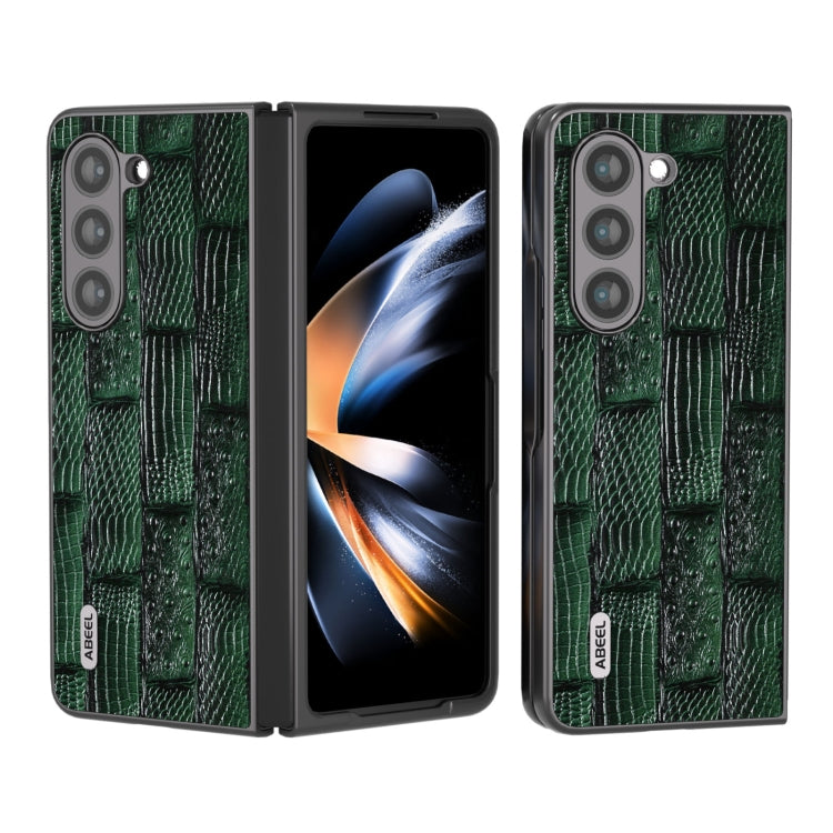 ABEEL Genuine Leather Mahjong Texture Series Phone Case, For Samsung Galaxy Z Flip5, For Samsung Galaxy Z Fold5