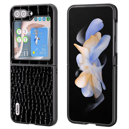 ABEEL Genuine Leather Crocodile Pattern Black Edge Phone Case, For Samsung Galaxy Z Flip6 / Flip7 FE, For Samsung Galaxy Z Fold6, For Samsung Galaxy Z Fold5, For Samsung Galaxy Z Flip5