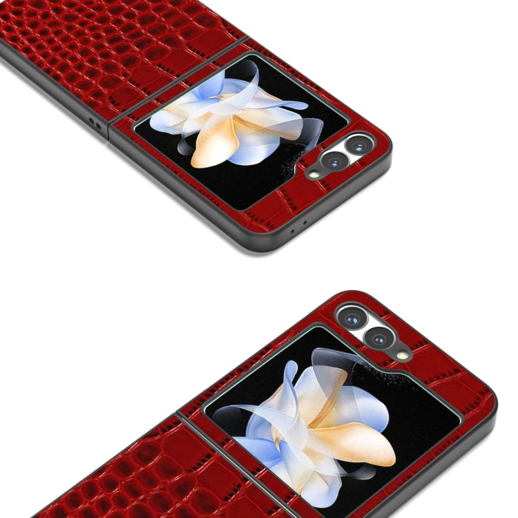 ABEEL Genuine Leather Crocodile Pattern Black Edge Phone Case, For Samsung Galaxy Z Flip6 / Flip7 FE, For Samsung Galaxy Z Fold6, For Samsung Galaxy Z Fold5, For Samsung Galaxy Z Flip5