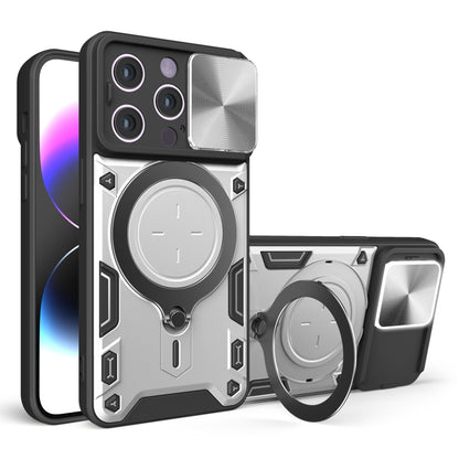 CD Texture Sliding Camshield Magnetic Holder Phone Case, For iPhone 14, For iPhone 14 Pro, For iPhone 14 Pro Max, For iPhone 13 Pro Max
