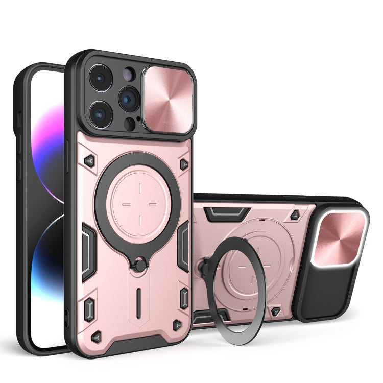 CD Texture Sliding Camshield Magnetic Holder Phone Case, For iPhone 14, For iPhone 14 Pro, For iPhone 14 Pro Max, For iPhone 13 Pro Max