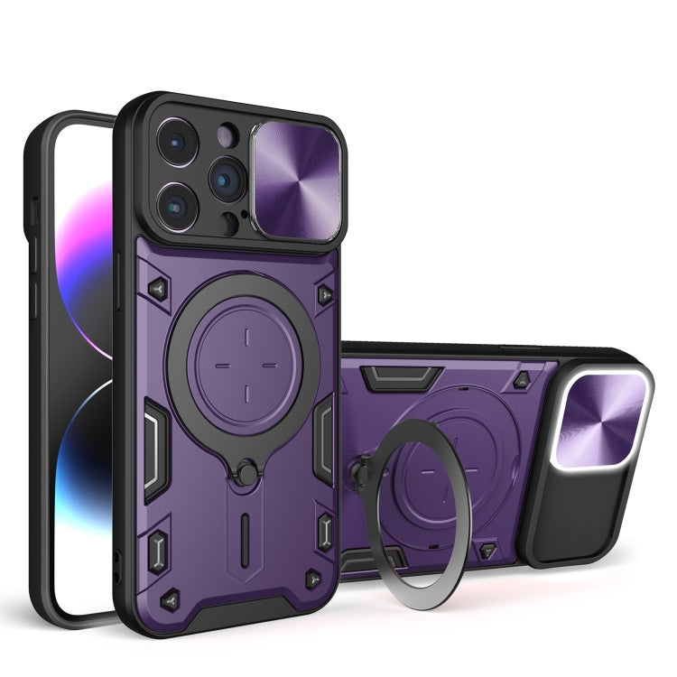 CD Texture Sliding Camshield Magnetic Holder Phone Case, For iPhone 14, For iPhone 14 Pro, For iPhone 14 Pro Max, For iPhone 13 Pro Max