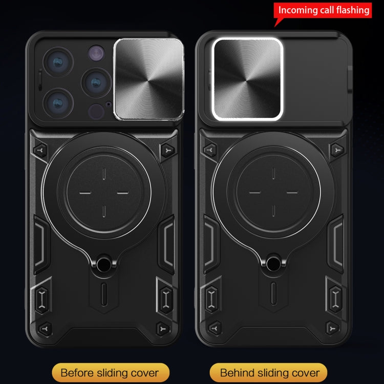 CD Texture Sliding Camshield Magnetic Holder Phone Case, For iPhone 14, For iPhone 14 Pro, For iPhone 14 Pro Max, For iPhone 13 Pro Max