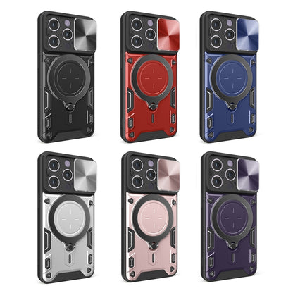 CD Texture Sliding Camshield Magnetic Holder Phone Case, For iPhone 15 Pro, For iPhone 15 Plus, For iPhone 15, For iPhone 14 Plus
