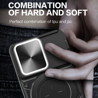 CD Texture Sliding Camshield Magnetic Holder Phone Case, For iPhone 15 Pro, For iPhone 15 Plus, For iPhone 15, For iPhone 14 Plus