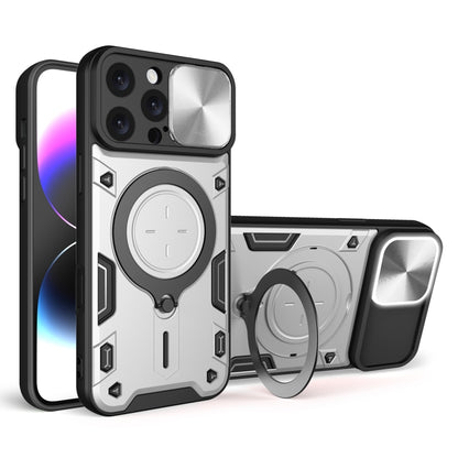 CD Texture Sliding Camshield Magnetic Holder Phone Case, For iPhone 17 Pro, For iPhone 17, For iPhone Air, For iPhone 16 Pro Max