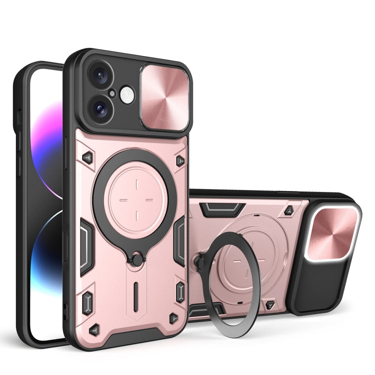 CD Texture Sliding Camshield Magnetic Holder Phone Case, For iPhone 16 Pro, For iPhone 16 Plus, For iPhone 16, For iPhone 15 Pro Max