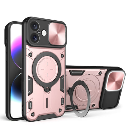 CD Texture Sliding Camshield Magnetic Holder Phone Case, For iPhone 16 Pro, For iPhone 16 Plus, For iPhone 16, For iPhone 15 Pro Max
