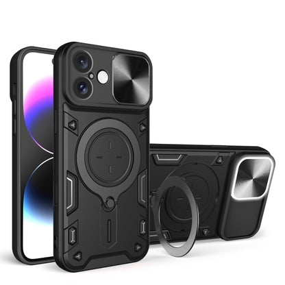 CD Texture Sliding Camshield Magnetic Holder Phone Case, For iPhone 16 Pro, For iPhone 16 Plus, For iPhone 16, For iPhone 15 Pro Max