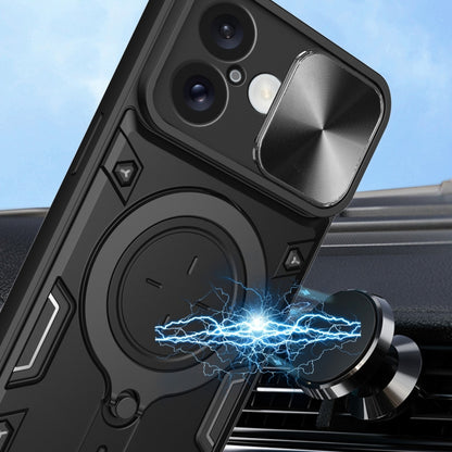 CD Texture Sliding Camshield Magnetic Holder Phone Case, For iPhone 16, For iPhone 15 Pro Max, For iPhone 15 Pro, For iPhone 15 Plus