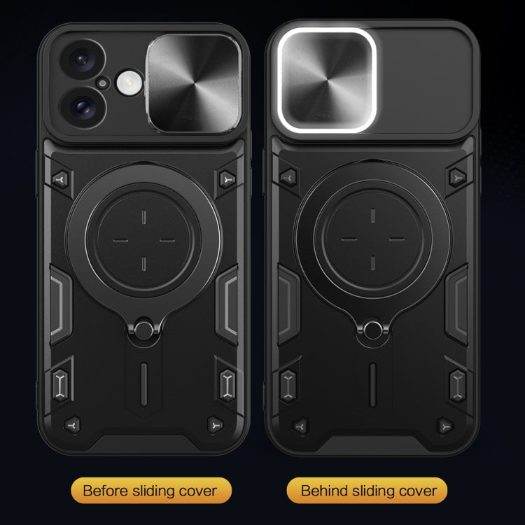 CD Texture Sliding Camshield Magnetic Holder Phone Case, For iPhone 16, For iPhone 15 Pro Max, For iPhone 15 Pro, For iPhone 15 Plus