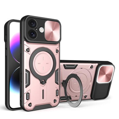 CD Texture Sliding Camshield Magnetic Holder Phone Case, For iPhone 16 Pro, For iPhone 16 Plus, For iPhone 16, For iPhone 15 Pro Max