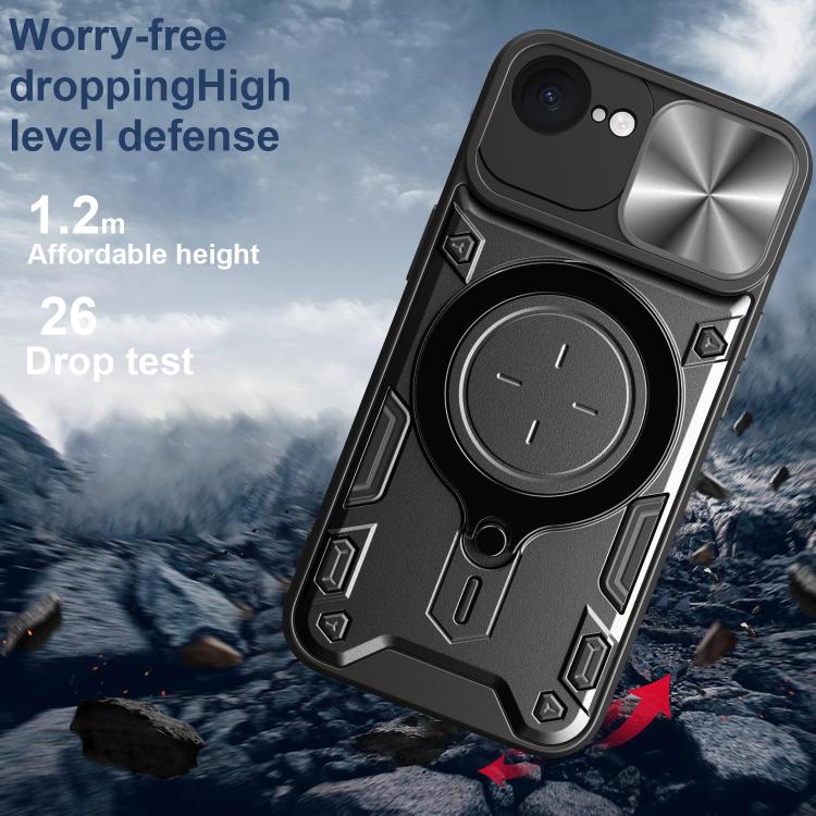 CD Texture Sliding Camshield Magnetic Holder Phone Case, For iPhone 17e / 16e, For iPhone 17 Pro Max, For iPhone 17 Pro, For iPhone 17