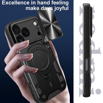 CD Texture Sliding Camshield Magnetic Holder Phone Case, For iPhone 17 Pro, For iPhone 17, For iPhone Air, For iPhone 16 Pro Max