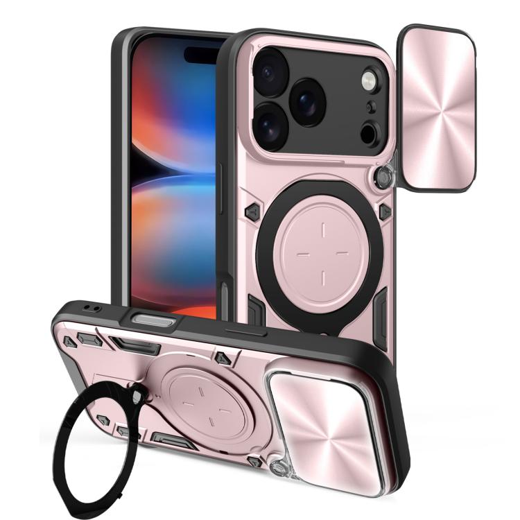 CD Texture Sliding Camshield Magnetic Holder Phone Case, For iPhone 17e / 16e, For iPhone 17 Pro Max, For iPhone 17 Pro, For iPhone 17