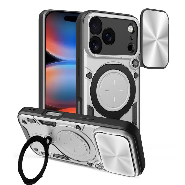 CD Texture Sliding Camshield Magnetic Holder Phone Case, For iPhone 17e / 16e, For iPhone 17 Pro Max, For iPhone 17 Pro, For iPhone 17