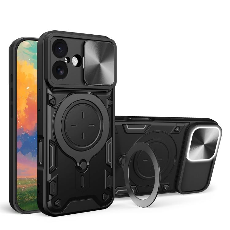 CD Texture Sliding Camshield Magnetic Holder Phone Case, For iPhone 17 Pro, For iPhone 17, For iPhone Air, For iPhone 16 Pro Max