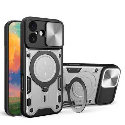 CD Texture Sliding Camshield Magnetic Holder Phone Case, For iPhone 17 Pro, For iPhone 17, For iPhone Air, For iPhone 16 Pro Max