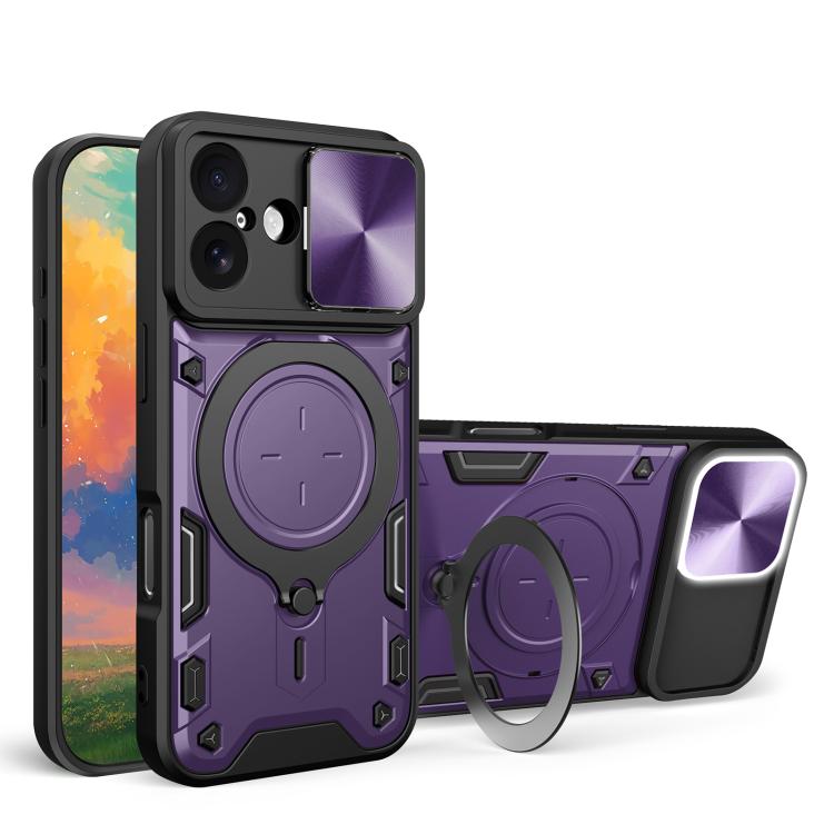 CD Texture Sliding Camshield Magnetic Holder Phone Case, For iPhone 17 Pro, For iPhone 17, For iPhone Air, For iPhone 16 Pro Max