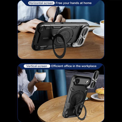 CD Texture Sliding Camshield Magnetic Holder Phone Case, For iPhone Air, For iPhone 16 Pro Max, For iPhone 16 Pro, For iPhone 16 Plus