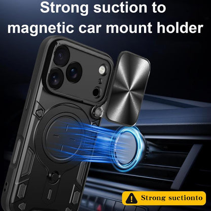CD Texture Sliding Camshield Magnetic Holder Phone Case, For iPhone 18 Pro, For iPhone 18 Pro Max, For iPhone 17e / 16e, For iPhone 17 Pro Max