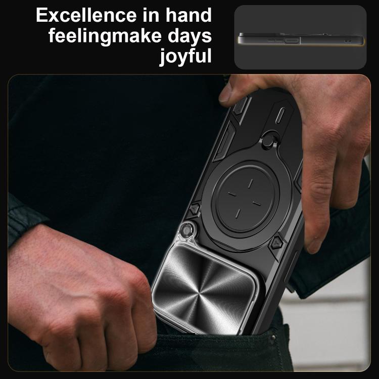 CD Texture Sliding Camshield Magnetic Holder Phone Case, For iPhone 18 Pro, For iPhone 18 Pro Max, For iPhone 17e / 16e, For iPhone 17 Pro Max